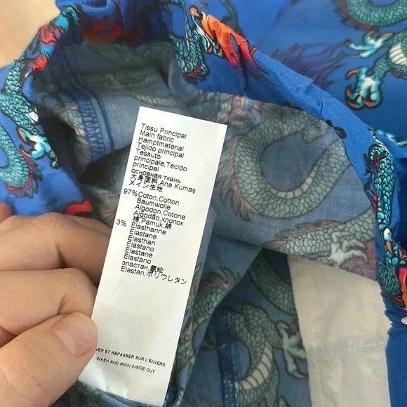 KENZO Blue Dragons Orange Fire Bermudas Shorts Boys Sz 12 - Picture 10 of 10